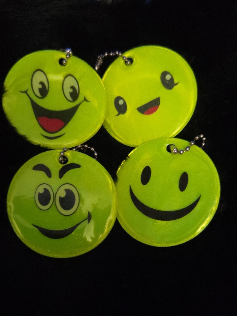 Reflective Neon Yellow Smiley Keychains NWOT